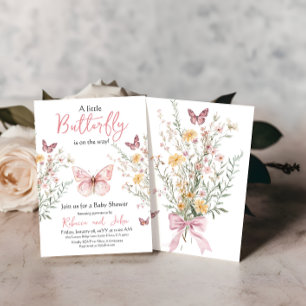 Rustikale Butterfly-Wildblume Blumenbaby-Dusche Einladung