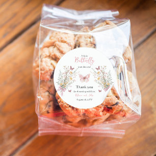 Rustikale Butterfly-Wildblume Blumenbaby-Dusche Runder Aufkleber