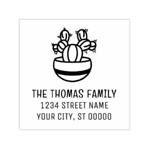 Rustikale Cactus-Pflanze in Pot #3-Name-Adresse Permastempel