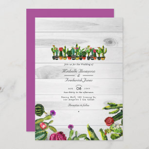 Rustikale Cactus succulents QR Code UAWG Wedding Einladung
