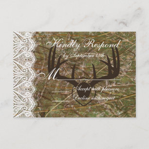 Rustikale Camouflage Jagd Antler Hochzeit RSVP Karte