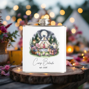 Rustikale Camp-Braut personalisierte Partygeschenk Flachmann