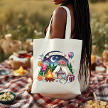 Rustikale Campbrücke Personalisiert Tragetasche<br><div class="desc">Feiern Sie mit dieser charmanten personalisierten Tasche Ihr "Camp Bride" Bachelorette Wochenende. Diese Tasche mit einer skurrilen Abbildung eines gemütlichen Lagerfeuers, glanzendem Zelt, Cocktails und lebendigen Details wie Ballons und Blumenakzente ist ideal, um während der Veranstaltung das Wesentliche zu tragen. Der Bannertext ist vollständig anpassbar, sodass Sie den Namen der...</div>