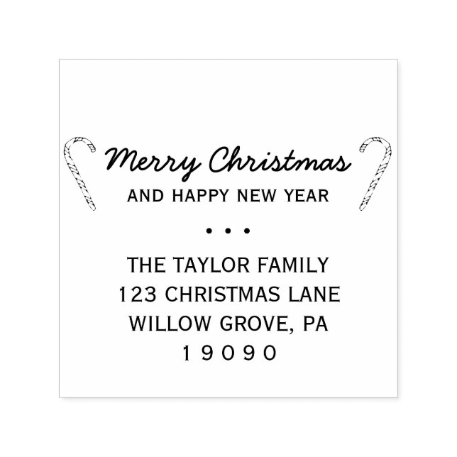 Rustikale Candy Cane Weihnachtszeit-Rücksendeadres Permastempel (Design)