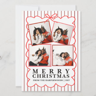 Rustikale Candy Stripe 4 Foto Familien Weihnachten