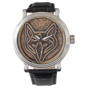 Rustikale celtic Fuchs Design Uhr. Armbanduhr