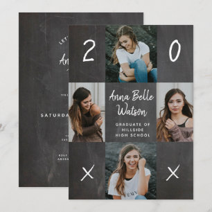 Rustikale Chalk Foto Collage School Graduation Par Einladung