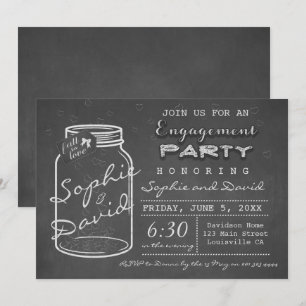 Rustikale Chalk Mason Jar Engagement Party einlade Einladung
