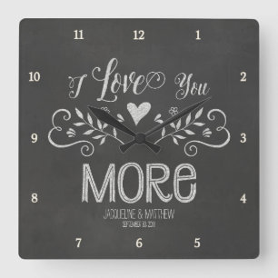 Rustikale Chalkboard Leaf Herz-Script Typografie Quadratische Wanduhr