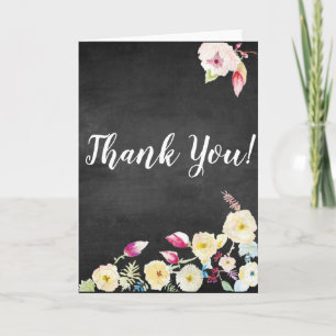 Rustikale Chalkboard Vintage Blumenhochzeit Dankeskarte