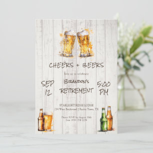 Rustikale Cheers und Beers-Ruhestandsfeier Einladung