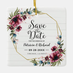Rustikale Chic Burgund Floral Wedding rettet das D Keramikornament