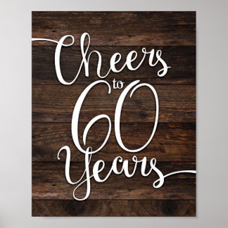 Rustikale Chic-CHEERS BIS 60 JAHRE Signatur Print Poster