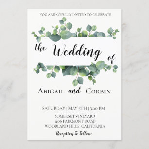 Rustikale Chic Eucalyptus Hochzeit Einladung