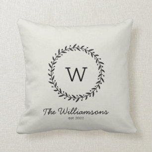 Rustikale Chic-Familie Monogram Name Throw Pillow Kissen