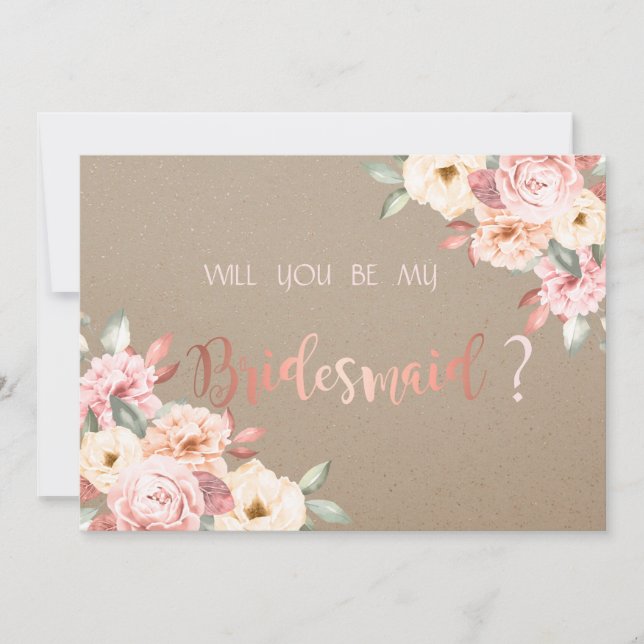 Rustikale Chic Floral Bridesmaid Card Einladung (Vorderseite)