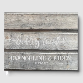 Rustikale Chic Gray Barnwood Wedding Gästebuch
