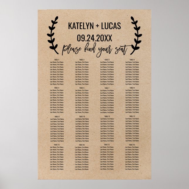 Rustikale Chic-Imitate, die eine Hochzeitskizze in Poster (Vorne)