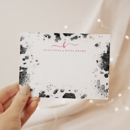 Rustikale Chic Kuh drucken Hot Pink Personalisiert Mitteilungskarte