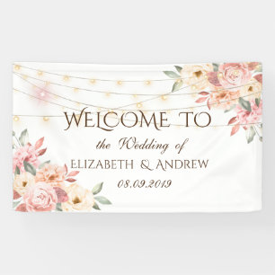 Rustikale Chic Lichterkette Rosen Hochzeitsbanner Banner