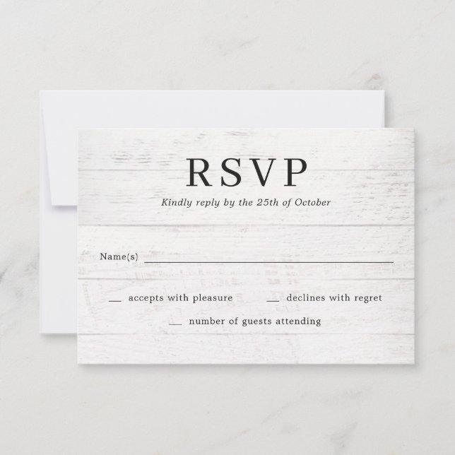 Rustikale Chic Modern Wedding RSVP Card Dankeskarte (Vorderseite)