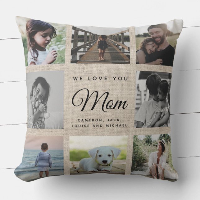 Rustikale Chic Mother's Day Mama Familienfoto Coll Kissen (Von Creator hochgeladen)