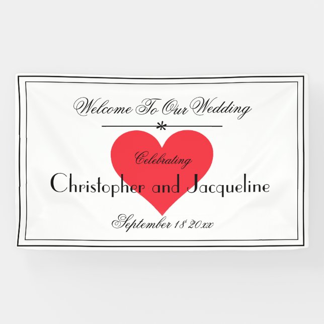 Rustikale Chic Names Script Moderne Hochzeit Willk Banner (Horizontal)