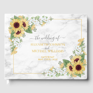 Rustikale Chic-Sonnenblume & Graublütenhochzeit Gästebuch