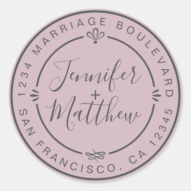 Rustikale Chic Wedding Monogram Rücksendeadresse L Runder Aufkleber (Vorderseite)