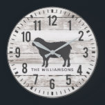 Rustikale Chippy-Planeten - Name Schafe Große Wanduhr<br><div class="desc">Rustic Chippy Planks Custom Familienname Sheep Large Farmhouse Style Clock verfügt über einen weißen chippy Holz Hintergrund, mit einem Wollschaf und ist mit Ihrem Namen personalisiert. Teil einer Sammlung. Wenn Sie Hilfe bei der Personalisierung Ihrer Uhr benötigen oder wenn Sie Artikel koordinieren möchten, zögern Sie bitte nicht, mich per E-Mail...</div>