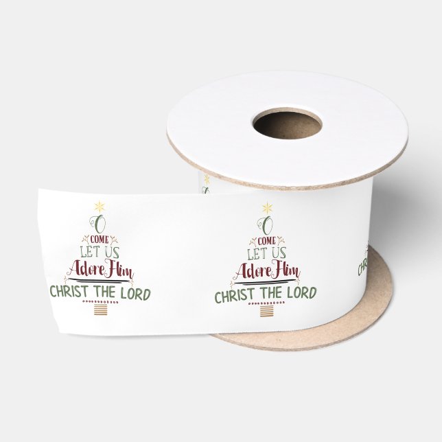 Rustikale Christliche Weihnachtskaroltypografie Satinband (Spule)