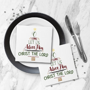 Rustikale Christliche Weihnachtskaroltypografie Serviette