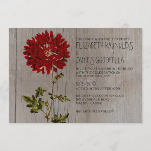 Rustikale Chrysanthemen-Hochzeitskarten Einladung