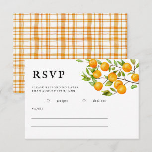 Rustikale Citrus Orange Summer Wedding RSVP Card Karte