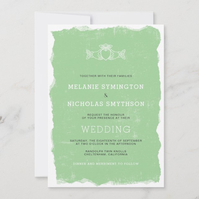 Rustikale Claddagh Irische Hochzeit einladen, 3991 Einladung (Vorderseite)