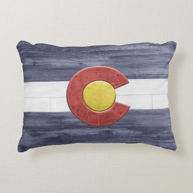 Rustikale Colorado-Flagge Dekokissen (Vorderseite)