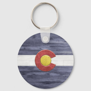 Rustikale Colorado-Flagge Schlüsselanhänger