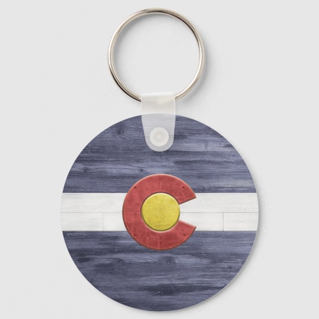 Rustikale Colorado-Flagge Schlüsselanhänger (Vorderseite)