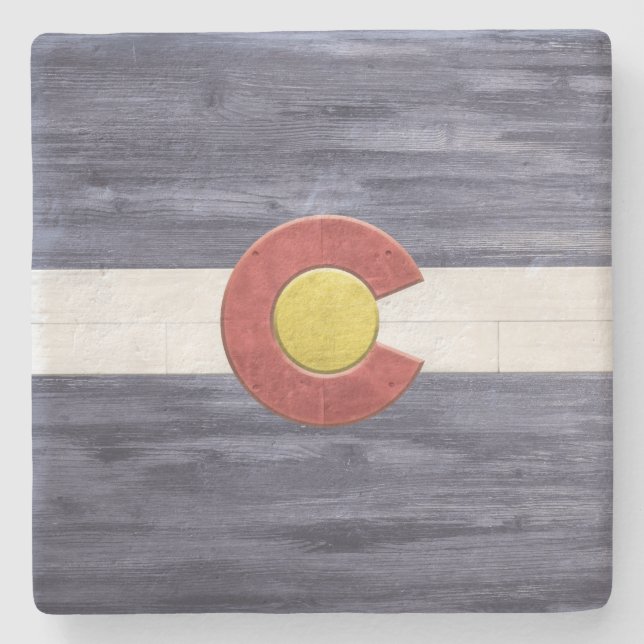 Rustikale Colorado-Flagge Steinuntersetzer (Vorderseite)