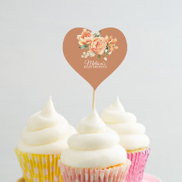 Rustikale Cornflakes Blume Cupcake Topper Herz-Aufkleber