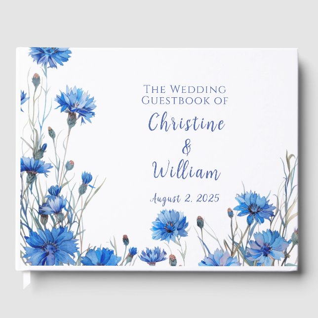 Rustikale Cornflowers Personalisierte Wedding Gues Gästebuch (Vorderseite)