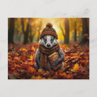 Rustikale Cottagecore gemütliche Herbst-Dachs-Land Postkarte