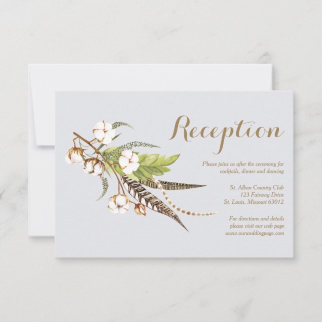 Rustikale Cotton Floral Wedding Card Einladung (Vorderseite)