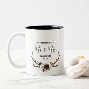 Rustikale Country Blumen Erstes Weihnachten Herr Zweifarbige Tasse