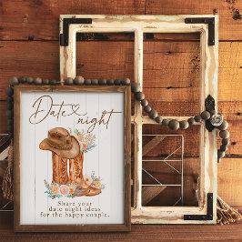 Rustikale Country Boots & Hat Date Night Ideensign Sockelschild