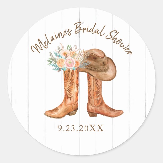 Rustikale Country Boots Round Wedding Stickers (Vorderseite)