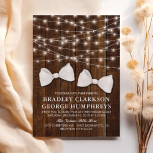 Rustikale Country Bow Krawatte Gay Groom Hochzeit Einladung