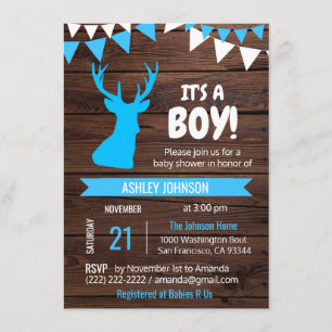 Rustikale Country Buck Deer BOY Baby Dusche lädt e Einladung