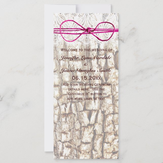 Rustikale Country Camouflage Rosa Bow Hochzeitsein (Vorderseite)