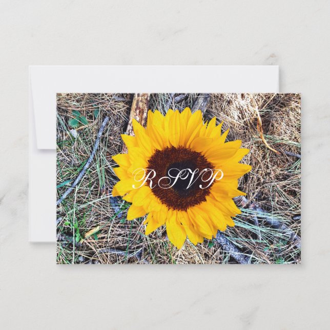 Rustikale Country Camouflage Sonnenblumen Hochzeit RSVP Karte (Vorderseite)